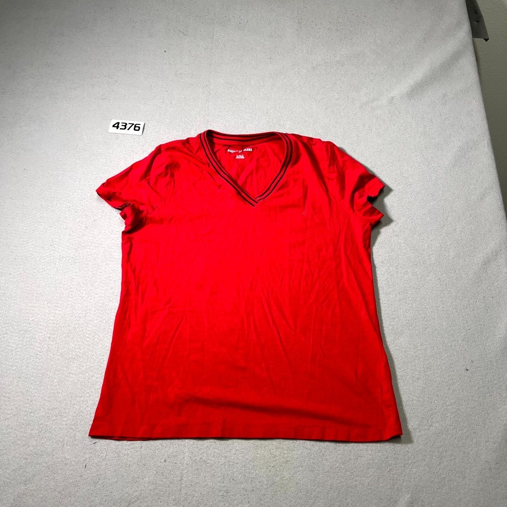 Nautica Jeans T Shirt Mens XL Red Cotton Stretch Logo V Neck Streetwear Casual